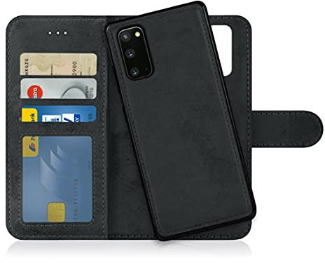 MyGadget Flip Case pour Samsung Galaxy S20 - Coque Clapet détachable magnétique PU Cuir Support - Housse Portefeuille Book Cover Gris Noir