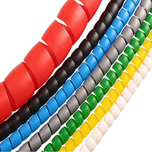 Vogueing Tool Cable Tidy Tube, 8mm Spiral Tube Cable Protector Sleeve for Wire Computer Cable on Home or Office, White, 5M