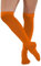 FNA Fashions® Girls Over The Knee Striped Plain Microfiber Socks Assorted Colours Thigh High OTK Socks (Orange)