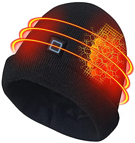 LPCRILLY Beheizter Winterhut, elektrisch, wiederaufladbar, für Damen und Herren, grau, Large…
