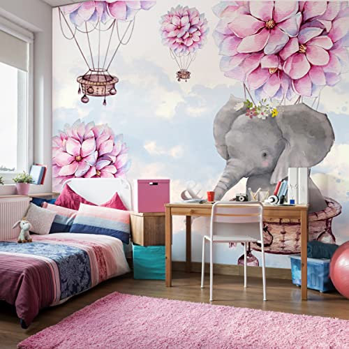 Muralo Tapete Vlies Ballons, Blumen, Mädchen, XXL, Kunstdruck - 254x184 cm