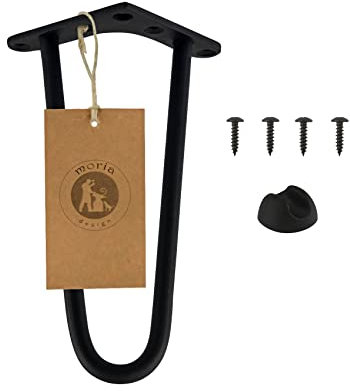 Moria Hairpin Leg 1 Stück | Möbelfüße, Tischbeine von 10 bis 80 cm | für Schrank, Hocker, Nachttisch, Couchtisch | Tischfüße mit Bodenschoner und Schrauben | 20 cm - 2 Streben (Metall, Schwarz)