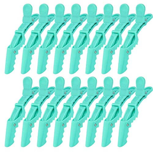 Ondder Lot de 14 pinces à cheveux crocodiles bleu lac pour coiffage, section de grandes pinces à cheveux pour salon de coiffure, pinces de barbier pour coloration, coupe de grands accessoires de