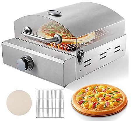 MNSSRN Outdoor -Gasgrill -Pizza -Hersteller, Leichter Camping -Picknick -Grill, Grillpizzaofen mit Thermometer für Gartengrill im Freien und Gasgrill