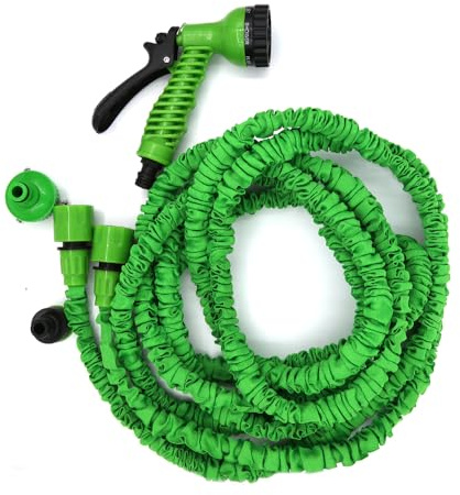 Flexibler Gartenschlauch, Wasserschlauch flexibel mit 7 Funktionen, Grün(5-15 Meter)