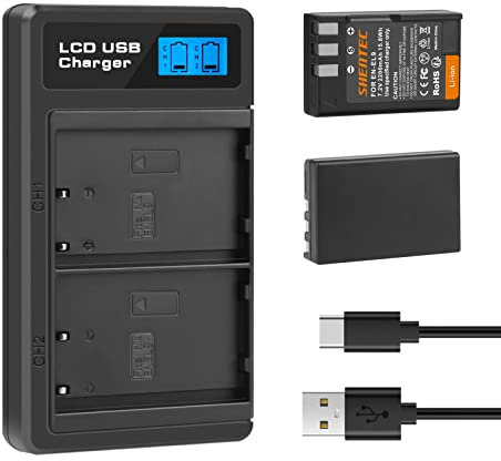 Shentec Display LCD 7.2V, 2200mAh Li-ion Caricabatterie per batteria di ricambio EN-EL9 compatibile con Nikon ENEL9 EN-EL9A e Nikon D40 D40x D60 D3000 D5000 Fotocamera digitale