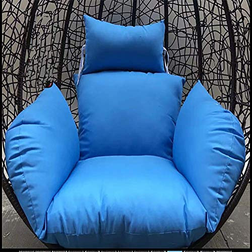 Eiförmige Hängematten-Hängesesselkissen, ohne Stütze, Waben-Rückenschaukel-Sitzkissen mit Kissen – hellblau 125 x 60 cm