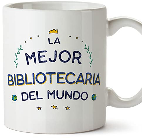 MUGFFINS Tazas para BIBLIOTECARIA mujer - En Español - Mejor del Mundo - 11 oz / 330 ml - Regalo original y divertido