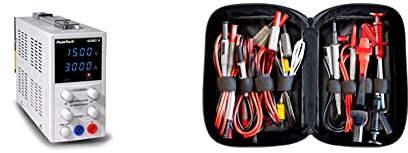 PeakTech P 6080 A Labornetzteil 0-15V / 0-3A, Hochauflösendes Labornetzgerät & Peak Tech P 8200 – Messzubehör Set für Digital Multimeter, Prüfkabel Set, 14-teilig inkl. Tasche