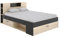 Vente-unique - Lit avec tête de lit rangements et tiroirs - 160 x 200cm - Coloris : Naturel et Anthracite - Leandre