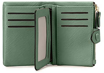 TOPKULL Damen-Geldbörsen, klein, dreifach gefaltet, für Damen, RFID-Damen, Geldbörsen, Bifold, Damen, Geldbörsen, kompakter Kartenhalter mit Reißverschluss, Münzfach, Grün , Small, Damen-Geldbörse