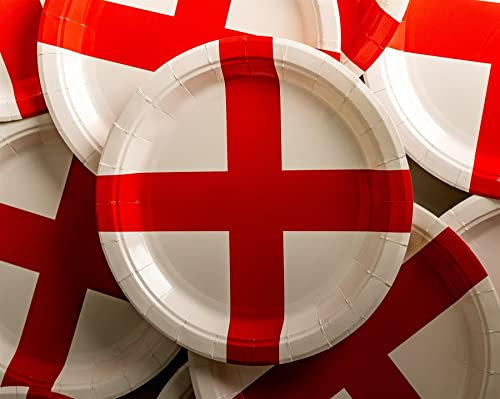 SHATCHI 20Pcs England Paper Plates St George Party Supplies for England Sporting Events Pub Football World Cup Celebrations Party