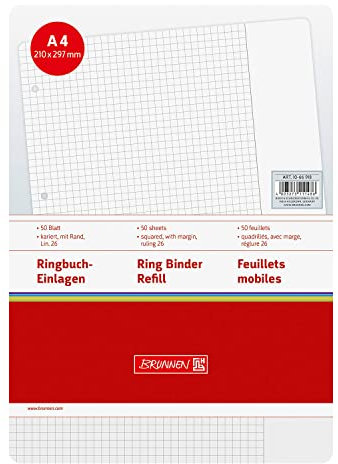 NEU BRUNNEN Ringbucheinlage DIN A4, 50 Blatt, 70g, Lineatur 26