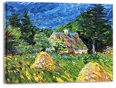 IKYE Gerahmt. Berühmte Gemälde von Emil Nolde, Druck auf Leinwand. Reproduktion von Ölgemälden. Abstrakte Wandbilder auf Leinwand für Wohnzimmer (Hausholz) 30 x 39 cm (11,8 x 15,3 Zoll) gerahmt