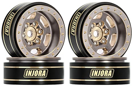 INJORA 1.0 Plus Messing Beadlock Felgen 43g/Stück 6-Speichen Felgen für TRX4M SCX24 FCX24 1/24 1/18 RC Crawler, 4PCS