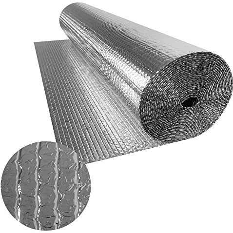 XMTECH Isolierfolie Dämmfolie, Doppelschicht Aluminiumfolie 1 x 10m 200 g/m², Alu-Luftpolsterfolie für Dach-, Boden- und Wandisolierung, Heizkörper-Reflexionsfolie zur Wärmeerhaltung