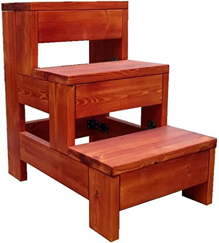 Massivholz-Trittleitern, Trittleitern für Zuhause, 3 Stufen, Wohnwagen/Wohnmobil, Trittleitern für Terrassen, Garten, 40 * 58,5 * 60 cm
