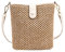 Sac à bandoulière en paille pour femme, sac à bandoulière en rotin fait à la main, sangles en cuir tissé à la main, pochette de vacances, blanc, Taille unique