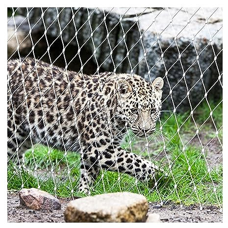 LXBAMKEA Flexible Acero Inoxidable Red De Cuerda Alambre, Perímetro Red Jaula Animales, Jardín Granja Aves Corral Malla Cable Protección, Balcón Escaleras Barandilla Red Anticaída (Color : Silver, S