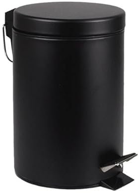 BRASQ Treteimer 20L Mülleimer mit Deckel und Pedal für Küche, Bad, Müllbeutelaufhängung, Schwarz Metallic, ø24.9 x 44 h cm Schwarz