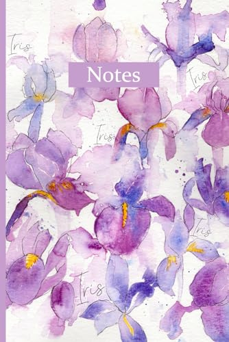 Iris Notebook: Paperback 100 Page Iris Floral Watercolor Notebook Journal