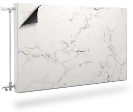 Muralo Cache-Radiateur Marbre Blanc Aimanté Déco - 90x60 cm