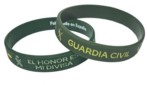 Tiendas LGP - Pulseras de Goma de Silicona con diseño de Guardia Civil y El Honor es mi Divisa con Escudo y Bandera, Verde.
