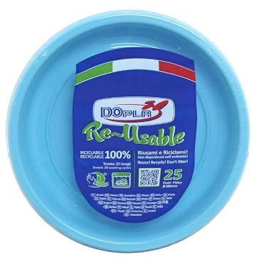 TEKHOME PIATTI PLASTICA 22cm iatti plastica colorati lavabili e riutilizzabili Rotondi per Compleanno,Festa, Matrimonio (AZZURRO, 175pz)
