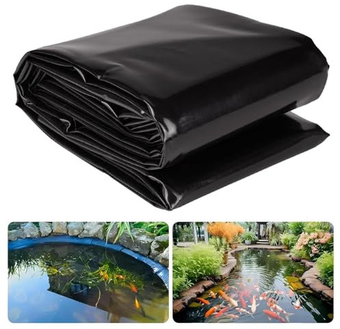 Dtyubfg HDPE Teichfolie 4x6m 5x7m 6x5m 8x10m 11x12m, Schwarz Teichfolien, Flexibel Gartenteiche Dichtungsfolie Teichmembran Folie für Fischteiche, Brunnen, Wassergarten und Wasserfall