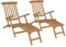 ZEYUAN Liegestühle mit Fußteil 2 STK. Teak Massivholz, Gartenliege, Sonnenliege, Relaxliege, Deckchair, Terrassenstühle, Beach Chair, Saunaliege