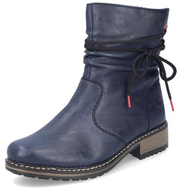 Rieker Stivali da motociclista donna Z68M1, stivaletti donna, blu 14, 6.5 UK Wide