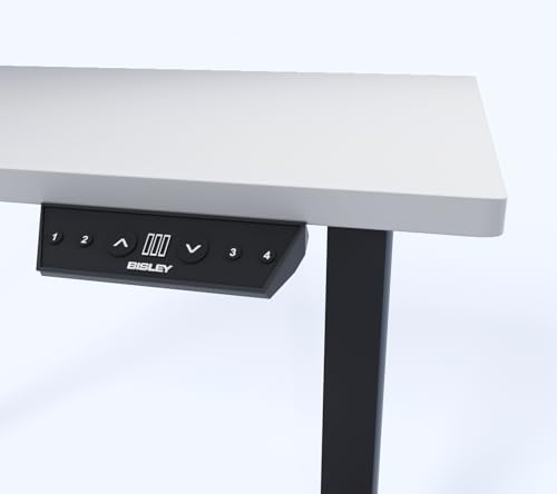 Bisley E-StarterTech, 2 Säulen, Maße Säule 45 x 75/50 x 80 mm, MFC Tischplatte, hochwertig und langlebig, Maße: H 25 x B 1400 x T 800 mm, Farbe: Gestell 333 schwarz Platte 007 lichtgrau
