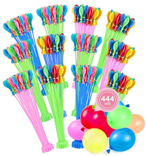 OH YEAH - Pack 12 Dispensadores de Agua – 444 Globos de Agua – Juegos Piscina – Juegos de Agua para Niños – Juguetes de Agua para Niños – Juegos Jardín – LLENADO RÁPIDO – CIERRE AUTOSELLADO SIN NUDOS