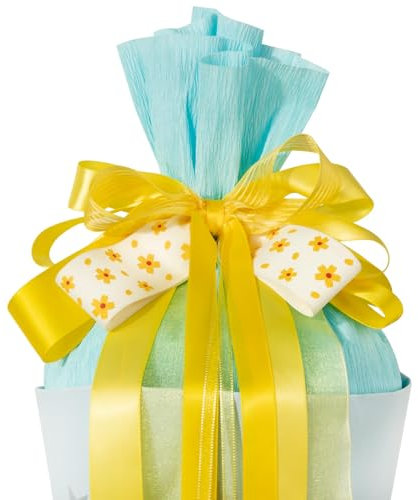 BOFUNX Schultütenschleife Gelb Schultüte Schleife Blumen Zuckertüten Schleife für Mädchen - 60×20cm Schleife Schultüte Zuckertüte Deko Schulanfang Einschulung Deko