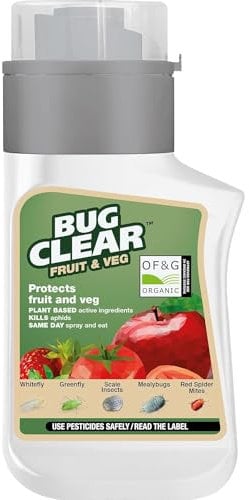 AMK® Bug Clear Fruit & Veg Concentrate 210ml Organic Insect Killer Whitefly Blackfly 210ml Insecticide Plants Protection Whitefly Greenfly Mites