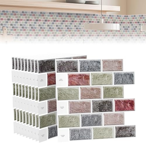 ACXIN 10 Stück Fliesenaufkleber für Küche Bad - PVC 3D Klebefliesen Startseite Dekore, Schälen und Kleben, 30 x 30cm (Obsidian Metrofliese)