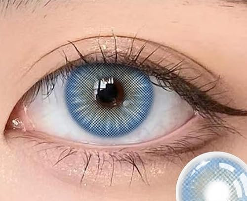 LUCY farbige Kontaktlinsen ohne Stärke, ein paar weiche Farblinsen OHNE Aufbewahrunsbehälter, Blau, EISBLAU