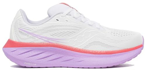 Saucony Ride 18 Damen-Sneaker, weiß/Korallenrot, 42 EU