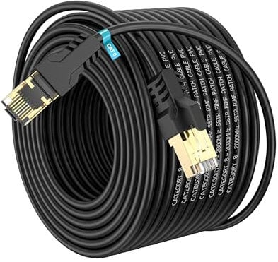 YSONG Cable Ethernet Cat 8 100 m, alta velocidad 40 Gbps/2000 MHz, 26 AWG, cable RJ45 chapado en oro, para juegos y redes domésticas, compatible con router, PC, PS5, Xbox, Smart TV