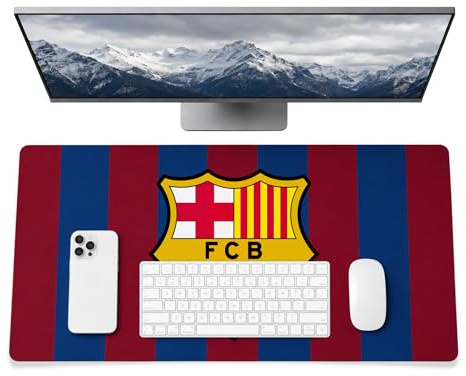 fan decor FC Barcelona Schreibtischunterlage – farbiges Wappen auf Marke rot und blau – 35 x 60 cm