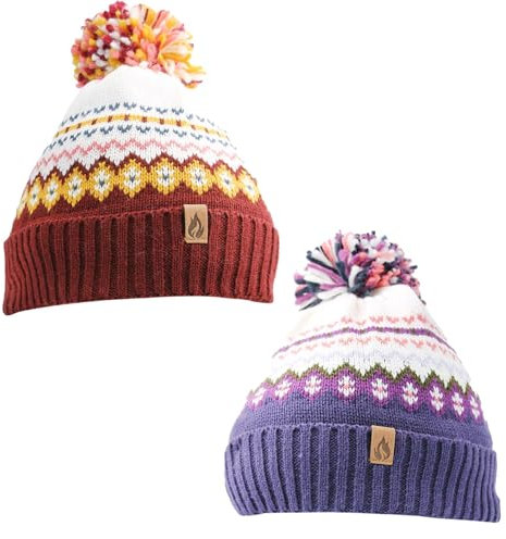 A2Z Dames Chapeaux Thermisch Gefüttert Sherpa Nordic Bobble Mütze Pompon Hut - Hat LH3052 2 Pack One Size