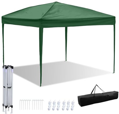 Herrselsam Pavillon 3 x 3 m, pavillon 3x3 wasserdicht stabil Winterfest,partyzelt Winterproof,Zelt UV Protection 50+ High Density Plane faltpavillon Pavillon 3 x 3 m Gartenpavillon(Grün)