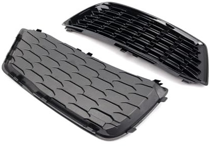 Gloss Nero Della Luce di Nebbia Griglia di Copertura Del Respingente Anteriore Griglia Lunetta Inserto Compatibile for Audi Q5 2018 2019 2020 2021 2022 80A807679D 80A807680D