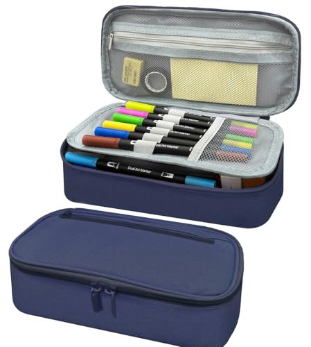 CNMTCCO federmäppchen mäppchen 5 Fächer, großer Vorrat federmäppchen große Größe federmäppchen mäppchen teenagerfeder mäppchen Unisex (Blue)