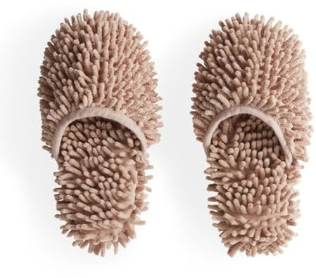 UxicRuya Reinigungsschuhe Basisbrett Reinigung Waschbarer Polyester Mopp -Hausschuhe für Staubbadezimmer, Braun