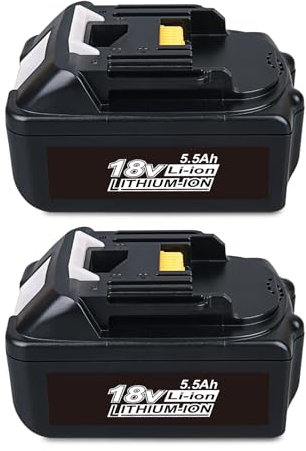 2×BL1860B 5.5Ah 18V Replacement for Makita Battery 18V Compatible with BL1850B BL1840B BL1830B BL1845 LXT-400 Power Tools with LED Indicator