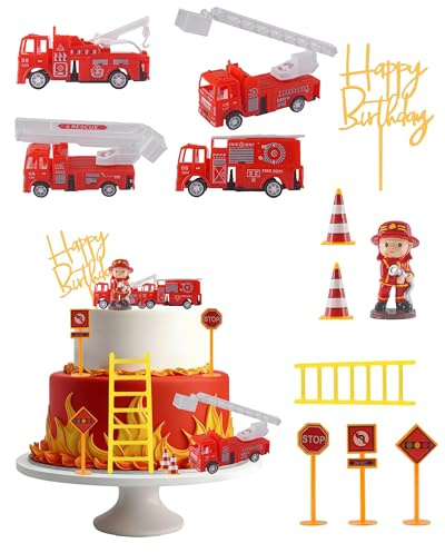Fonyiunce Feuerwehrmann Kuchendeko, Feuerwehrmann Figuren, Feuerwehrmann Geburtstag Deko, FeuerwehrmäNner Cupcake Deko, Feuerwehrman, für Geburtstag Party Dekor