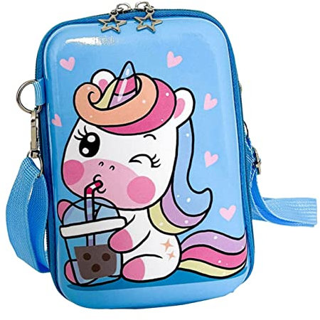 Healeved Tasche Für Mädchen Cartoon-Einhorn-Muster Einzelne Umhängetasche Für Junge Mädchen Mit Reißverschluss Leicht Und Tragbar