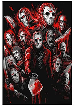 ZZXCHG Poster auf Leinwand drucken 40x60cm Jason Voorhees Venerdì 13 Film Horror Pittura Soggiorno Camera da letto Decorazione Senza Cornice