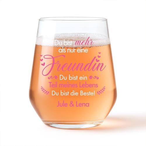 Love Faith personalisiertes Glas - Freundinnen - Spruch & Wunschname | Edles Glas mit süßem Freundschaftsspruch - Wähle deinen Wunschnamen - Tolles Geschenk für die beste Freundin